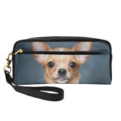 Hunde-Chihuahuas, Make-up-Tasche, Kosmetiktasche, tragbare Reise-Kulturtasche, Leder-Federmäppchen für Frauen und Mädchen von VHPNWJOB