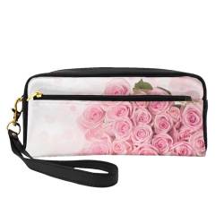 Rose, Make-up-Tasche, Kosmetiktasche, tragbare Reise-Kulturtasche, Leder-Federmäppchen für Frauen und Mädchen von VHPNWJOB