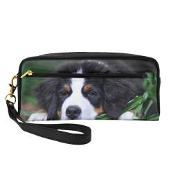 Schöner Berner Sennenhund, Make-up-Tasche, Kosmetiktasche, tragbare Reise-Kulturtasche, Leder-Federmäppchen für Frauen und Mädchen von VHPNWJOB