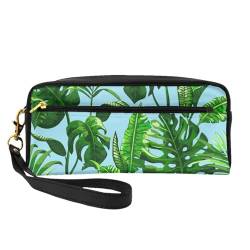 Tropische Palmblätter, Make-up-Tasche, Kosmetiktasche, tragbare Reise-Kulturtasche, Leder-Federmäppchen für Frauen und Mädchen von VHPNWJOB
