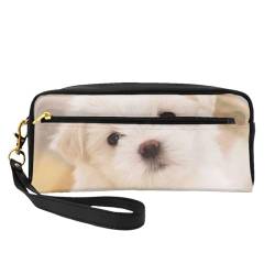 West Highland White Terrier, Make-up-Tasche, Kosmetiktasche, tragbare Reise-Kulturtasche, Leder-Federmäppchen für Frauen und Mädchen von VHPNWJOB