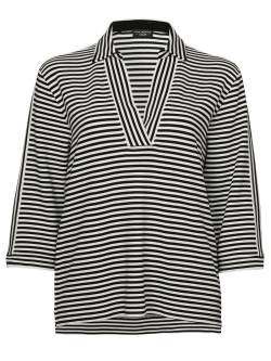 Große Größen: Sweatshirt mit Kragen und Allover-Streifenmuster, schwarz gestreift, Gr.54 von VIA APPIA DUE