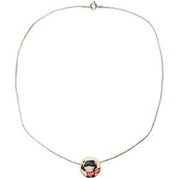 VIALESCARPE - Halskette MANITAS DE PLATA, Mary Popps, handbemalt. Rhodinierte Kordel, Kamee aus kalter Keramik. Maße 1 x 1 cm. Länge: 40 cm, UNI, plata, plata von VIALESCARPE
