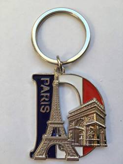 VIANAYA Schlüsselanhänger Paris, Eiffelturm, aus Metall und mit einem Buchstabe des Alphabets, Modell Buchstabe D – Höhe Buchstabe 4,5 cm, Gesamthöhe 8,5 cm von VIANAYA