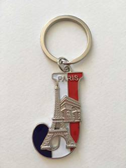 VIANAYA Schlüsselanhänger Paris, Eiffelturm, aus Metall und mit einem Buchstabe des Alphabets, Modell Buchstabe J – Höhe Buchstabe 4,5 cm, Gesamthöhe 8,5 cm von VIANAYA