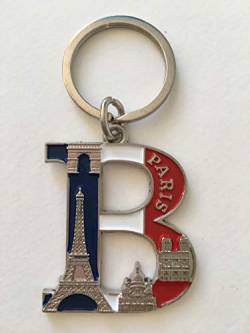 VIANAYA Schlüsselanhänger Paris Eiffelturm aus Metall und mit einem Buchstabe des Alphabets – Modell Buchstabe B – Höhe Buchstabe 4,5 cm – Gesamthöhe 8,5 cm von VIANAYA