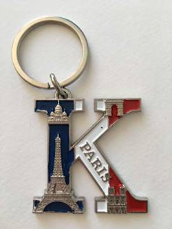 VIANAYA Schlüsselanhänger Paris Eiffelturm aus Metall und mit einem Buchstabe des Alphabets – Modell Buchstabe K – Höhe Buchstabe 4,5 cm – Gesamthöhe 8,5 cm von VIANAYA
