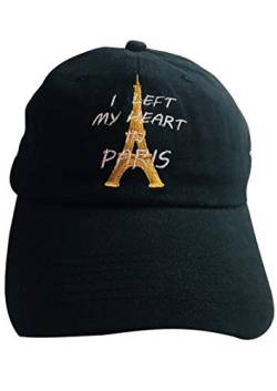 Vianaya Cap Paris Eiffelturm – Schwarz – Jugendlicher und sportlicher Stil – Stickerei des Eiffelturms im Goldgarn und der Aufschrift I Left My Heart in Paris aus weißem Draht von VIANAYA