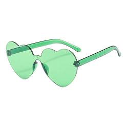 VIAS Retro Herz brille Damen Randlose Bunte Sonnenbrille, Herz-Effekt Beugungsbrille, Sonnenbrille für Strand, SommerAbschlussball, Feste, Kostüm Zubehör (Grün) von VIAS