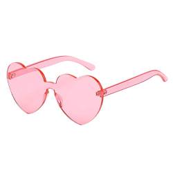 VIAS Retro Herz brille Damen Randlose Bunte Sonnenbrille, Herz-Effekt Beugungsbrille, Sonnenbrille für Strand, SommerAbschlussball, Feste, Kostüm Zubehör (Rosa) von VIAS