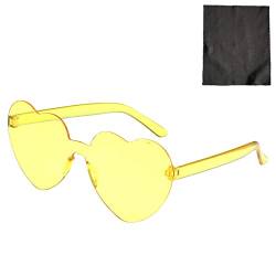 VIAS Retro Herz brille Damen Randlose Bunte Sonnenbrille, Herz-Effekt Beugungsbrille, Sonnenbrille für Strand, SommerAbschlussball, Feste, Kostüm Zubehör (S1) von VIAS