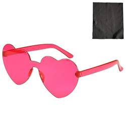 VIAS Retro Herz brille Damen Randlose Bunte Sonnenbrille, Herz-Effekt Beugungsbrille, Sonnenbrille für Strand, SommerAbschlussball, Feste, Kostüm Zubehör (S3) von VIAS