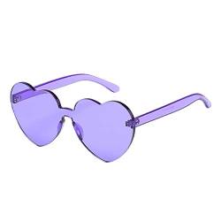 VIAS Retro Herz brille Damen Randlose Bunte Sonnenbrille, Herz-Effekt Beugungsbrille, Sonnenbrille für Strand, SommerAbschlussball, Feste, Kostüm Zubehör (lila) von VIAS