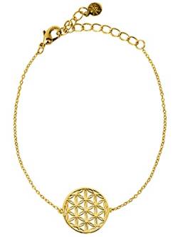 VIASOUL® Armband Blume des Lebens I Lebensblume Armband für Damen I Flower of Life Anhänger I Mit 585er Gold überzogen I Die Original Blumen Armkette (Gold) von VIASOUL