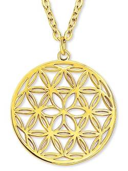 VIASOUL® Halskette Blume des Lebens II Lebensblume Kette für Damen I Flower of Life Anhänger I Mit 585er Gold überzogen I Die Blumen Kette (Gold) von VIASOUL