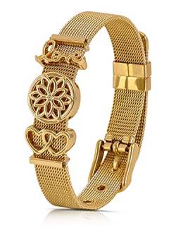 VIASOUL® Mesh Armband Herz I Love Damen Charm Armband I Charmband I Das Original Freundschafts-Armband (Gold) von VIASOUL