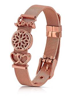 VIASOUL® Mesh Armband Herz I Love Damen Charm Armband I Charmband I Das Original Freundschafts-Armband (Rose) von VIASOUL