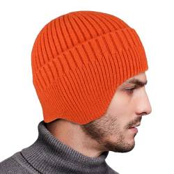 VIAUMBR Wintermütze Herren haube strickmütze Kopfbedeckung Mütze Damen Winter Unisex warme Dicke Skimütze 19 Orange von VIAUMBR