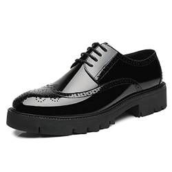 VIBLiSS Aufzug Brogues Für Männer, Herren Unsichtbare Höhe Zunehmende Leder Schuhe Bequeme Atmungsaktive Formale Oxfords Büro Schuhe,Black 8cm,40 EU von VIBLiSS