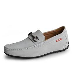 VIBLiSS Herren Aufzug Loafers, Atmungsaktive Casual Höhe Erhöhung Mokassin Slip Auf Business-Schuhe, 2,36 Zoll Größer,Grau,42 EU von VIBLiSS