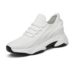 VIBLiSS Herren Aufzug Schuhe Unsichtbare Höhe Heben Höhere Schuhe Casual Mesh Breathable Walking Sneakers für Männer,3.14inchs(8cm) White,42 EU von VIBLiSS