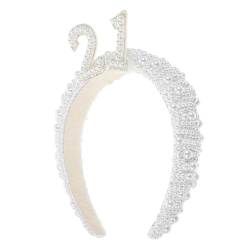 VICASKY Geburtstags-Stirnband mit Perlen kreatives Stirnband damen haarbänder brauthaatschmuck Haargummis Zahlen-Haarspange mit Perleneinlage weiblicher Partykopfschmuck Liner von VICASKY