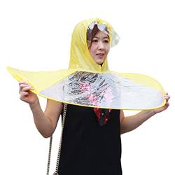 VICASKY Regenhüte Packbarer Poncho Regenjacken Für Kinder Ufo Freisprech-regenschirm Regenmantel Angeln Im Freien Freihändiger Regenmantel Student Kopf Regenschirm Erwachsener von VICASKY