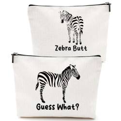 VICBOU Niedliche lustige Tier-Make-up-Tasche, Kosmetiktasche für Tierliebhaber, Frauen, Muttertag, Krankenschwesterwoche, GuessZebra, 9.7 x 7 inch von VICBOU