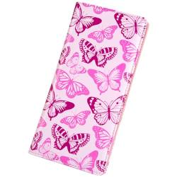 VICHLINE Schlanke RFID-blockierende Damen-Geldbörse – langes Leder – ultradünne Damen-Geldscheine – Kreditkartenetui für Damen, Pink Butterfly, 7.48"L x 3.74"W x 0.59"H, Amerikanisch, lässig, von VICHLINE