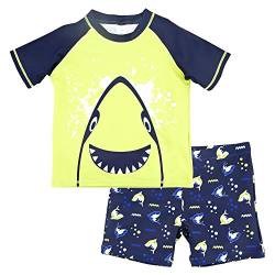 Jungen Rash Vest & Short UV Schützend Schwimmanzug Kurzarm Badeshirt (Grün, 3 Jahre) von VICROAD