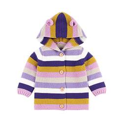 VICROAD Baby-Jungen Strickjacke mit Kapuzenpullover Mädchen Streifenmuster Sweatshirt von VICROAD