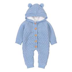 VICROAD Baby Strampler Gestrickter Overall Babykleidung Kapuze mit Süßen Ohren für Jungen Mädchen Neugeborene von VICROAD