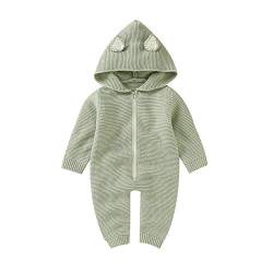 VICROAD Baby Strampler mit Kapuze für Neugeborene Mädchen Jungen Einteiler Warm Pullover Reißverschluss Overall von VICROAD