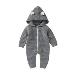 VICROAD Baby Strampler mit Kapuze für Neugeborene Mädchen Jungen Einteiler Warm Pullover Reißverschluss Overall von VICROAD