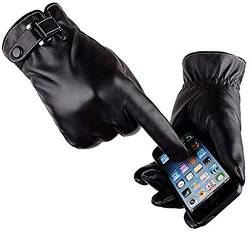 VICSPORT Herren Touchscreen Texting Lederhandschuhe Winter Warm Schwarz Weiche Handschuhe Kaschmir Futter von VICSPORT