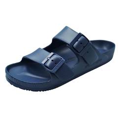 VICT POPU Pantoletten Damen mit Fussbett Sandalen Flach rutschfest Sommer Badelatschen Lässig Eva Slides Erwachsene Schlappen Marineblau 39 von VICT POPU