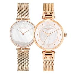 VICTORIA HYDE Damen Armbanduhr Set wasserdichte Rosegold Edelstahlband Quarz Damenuhren für Schwestern Freund (Gold) von VICTORIA HYDE