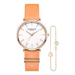 VICTORIA HYDE Damen Quartz Uhren Armreifen Set Lederband von VICTORIA HYDE