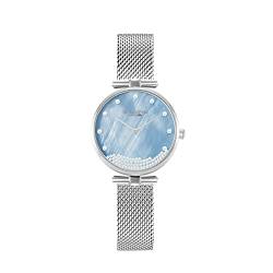 VICTORIA HYDE Damen Uhren Analog Quarz Damenuhr mit Perlmutt-Zifferblatt Armbanduhr Armreif (Sliver) von VICTORIA HYDE