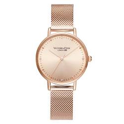 VICTORIA HYDE Damenuhr Roségold Armbanduhr Analog Quarz Damen Uhren Silber Ultra-flach Mesh-Armband Edelstahl von VICTORIA HYDE