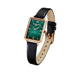 VICTORIA HYDE Rechteck Damenuhr Grün Dial Analog Quarz Armbanduhr mit Lederarmband (Grün Schwarz) von VICTORIA HYDE