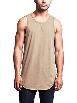 VICTORIOUS Solid Color Long Length Curved Saum Tank Top - braun - Mittel von VICTORIOUS