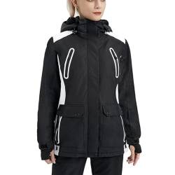 VIDECOR Wasserdichte Ski-/Schneejacke für Damen, mit Fleece Gefüttert, Warme Winter-Regenjacke mit Kapuze, Vollständig Versiegelte Nähte.,B-L von VIDECOR