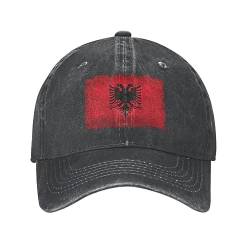 VIDOJI Baseballmütze Coole albanische Flagge aus Baumwolle mit zerrissenen Kanten Männer Frauen Benutzerdefinierte verstellbare Unisex patriotische Liebe Papa Hut Outdoor von VIDOJI