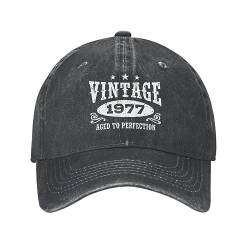 VIDOJI Baseballmütze Klassische Baumwolle Vintage 1977 Baseballmütze Männer Frauen Benutzerdefinierte Verstellbare Erwachsene Geburtstagsgeschenk Papa Hut Outdoor von VIDOJI