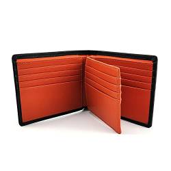 VIDOJI Brieftasche Herren Genuine Leather Wallet Men Classic Black Soft Napa Short Purse RFID Blocking Male Credit Card Holders (Color : Orange) von VIDOJI