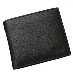 VIDOJI Brieftasche Herren Leder Männer Geldbörsen Premium Produkt Echte Rindsleder Brieftaschen for Mann Short Black Walet von VIDOJI