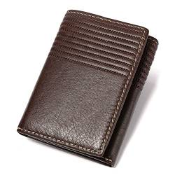 VIDOJI Brieftasche Herren Wallet männer Kurze echte echtes Leder tri-fold Tasche erster Schicht rindsleidasche (Color : Bruin) von VIDOJI
