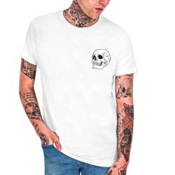 VIENTO Skull Logo T-Shirt für Herren, weiß, 56 von VIENTO