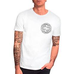 VIENTO Wave Cercle Herren T-Shirt (as3, Alpha, l, Regular, Regular, Weiß) von VIENTO